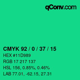 Color code: CMYK 92 / 0 / 37 / 15 | qconv.com