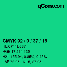 Color code: CMYK 92 / 0 / 37 / 16 | qconv.com