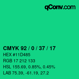 Color code: CMYK 92 / 0 / 37 / 17 | qconv.com
