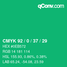 カラーコード: CMYK 92 / 0 / 37 / 29 | qconv.com