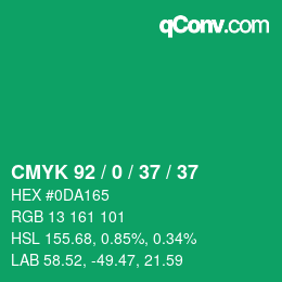 颜色代码: CMYK 92 / 0 / 37 / 37 | qconv.com