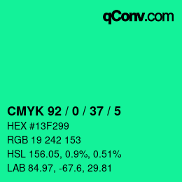Color code: CMYK 92 / 0 / 37 / 5 | qconv.com