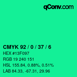 カラーコード: CMYK 92 / 0 / 37 / 6 | qconv.com