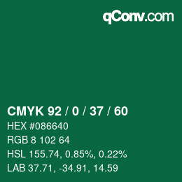 カラーコード: CMYK 92 / 0 / 37 / 60 | qconv.com