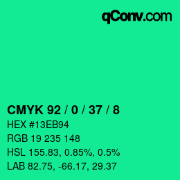 Color code: CMYK 92 / 0 / 37 / 8 | qconv.com