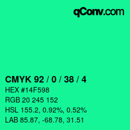 Color code: CMYK 92 / 0 / 38 / 4 | qconv.com