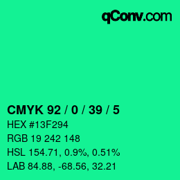 Color code: CMYK 92 / 0 / 39 / 5 | qconv.com