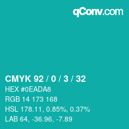 Color code: CMYK 92 / 0 / 3 / 32 | qconv.com