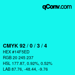 Color code: CMYK 92 / 0 / 3 / 4 | qconv.com