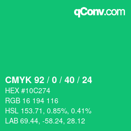 Color code: CMYK 92 / 0 / 40 / 24 | qconv.com