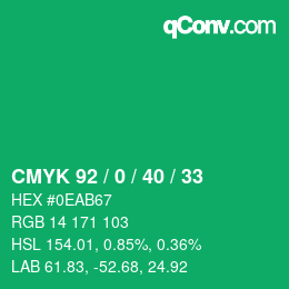 Farbcode: CMYK 92 / 0 / 40 / 33 | qconv.com