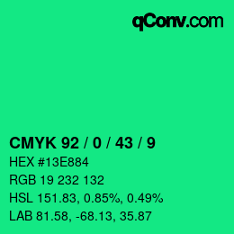 Color code: CMYK 92 / 0 / 43 / 9 | qconv.com