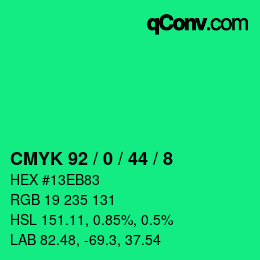 Color code: CMYK 92 / 0 / 44 / 8 | qconv.com