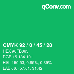 Color code: CMYK 92 / 0 / 45 / 28 | qconv.com