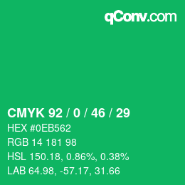 Color code: CMYK 92 / 0 / 46 / 29 | qconv.com