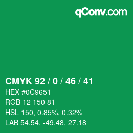 颜色代码: CMYK 92 / 0 / 46 / 41 | qconv.com