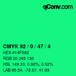 Color code: CMYK 92 / 0 / 47 / 4 | qconv.com