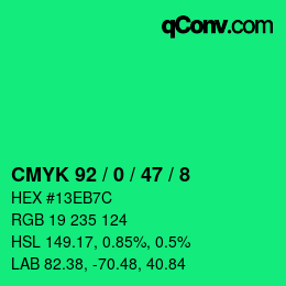 Color code: CMYK 92 / 0 / 47 / 8 | qconv.com
