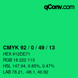 Color code: CMYK 92 / 0 / 49 / 13 | qconv.com