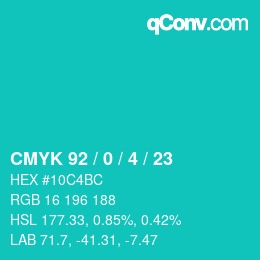Color code: CMYK 92 / 0 / 4 / 23 | qconv.com