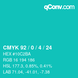 颜色代码: CMYK 92 / 0 / 4 / 24 | qconv.com