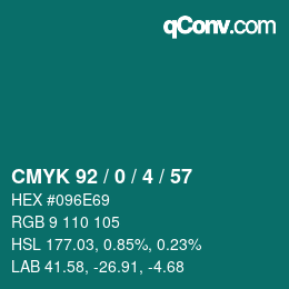 カラーコード: CMYK 92 / 0 / 4 / 57 | qconv.com