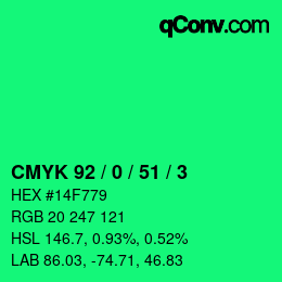 Color code: CMYK 92 / 0 / 51 / 3 | qconv.com