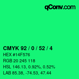Color code: CMYK 92 / 0 / 52 / 4 | qconv.com