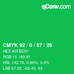 Color code: CMYK 92 / 0 / 57 / 26 | qconv.com