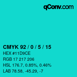 Color code: CMYK 92 / 0 / 5 / 15 | qconv.com