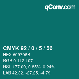 Color code: CMYK 92 / 0 / 5 / 56 | qconv.com