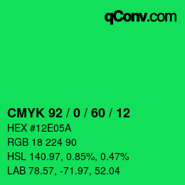 カラーコード: CMYK 92 / 0 / 60 / 12 | qconv.com