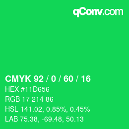 Color code: CMYK 92 / 0 / 60 / 16 | qconv.com