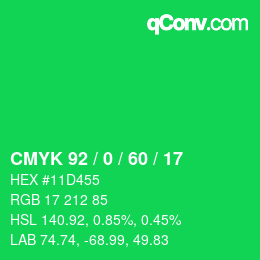 Color code: CMYK 92 / 0 / 60 / 17 | qconv.com