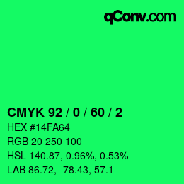 Color code: CMYK 92 / 0 / 60 / 2 | qconv.com