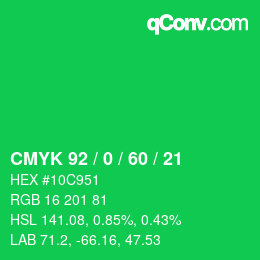 Color code: CMYK 92 / 0 / 60 / 21 | qconv.com