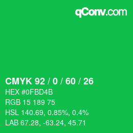 Color code: CMYK 92 / 0 / 60 / 26 | qconv.com