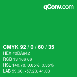 Color code: CMYK 92 / 0 / 60 / 35 | qconv.com