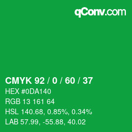 Color code: CMYK 92 / 0 / 60 / 37 | qconv.com