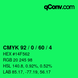 Color code: CMYK 92 / 0 / 60 / 4 | qconv.com