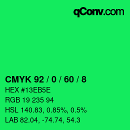 Farbcode: CMYK 92 / 0 / 60 / 8 | qconv.com