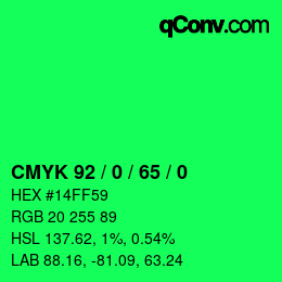 Color code: CMYK 92 / 0 / 65 / 0 | qconv.com