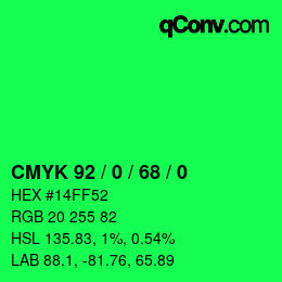 Color code: CMYK 92 / 0 / 68 / 0 | qconv.com