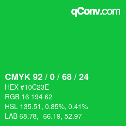 颜色代码: CMYK 92 / 0 / 68 / 24 | qconv.com