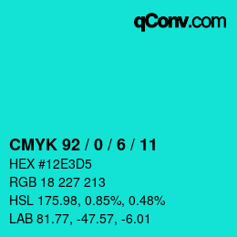 Color code: CMYK 92 / 0 / 6 / 11 | qconv.com