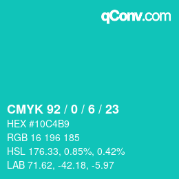 Color code: CMYK 92 / 0 / 6 / 23 | qconv.com