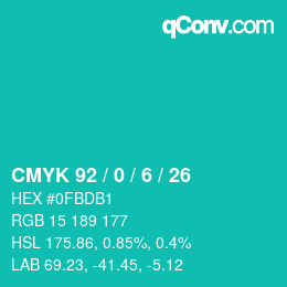 Color code: CMYK 92 / 0 / 6 / 26 | qconv.com