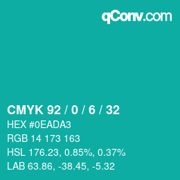 Color code: CMYK 92 / 0 / 6 / 32 | qconv.com