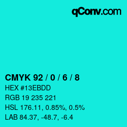 カラーコード: CMYK 92 / 0 / 6 / 8 | qconv.com