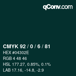 Color code: CMYK 92 / 0 / 6 / 81 | qconv.com